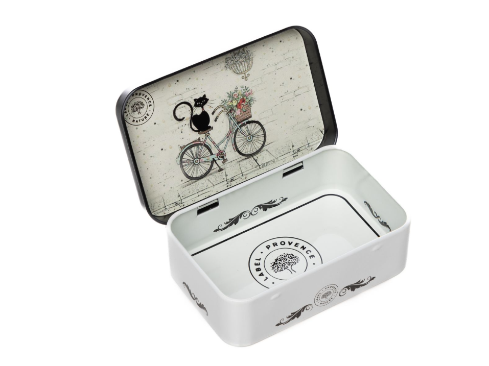 Caja Metálica Bicicleta con Gato Negro para Jabón 125g - Alecobio