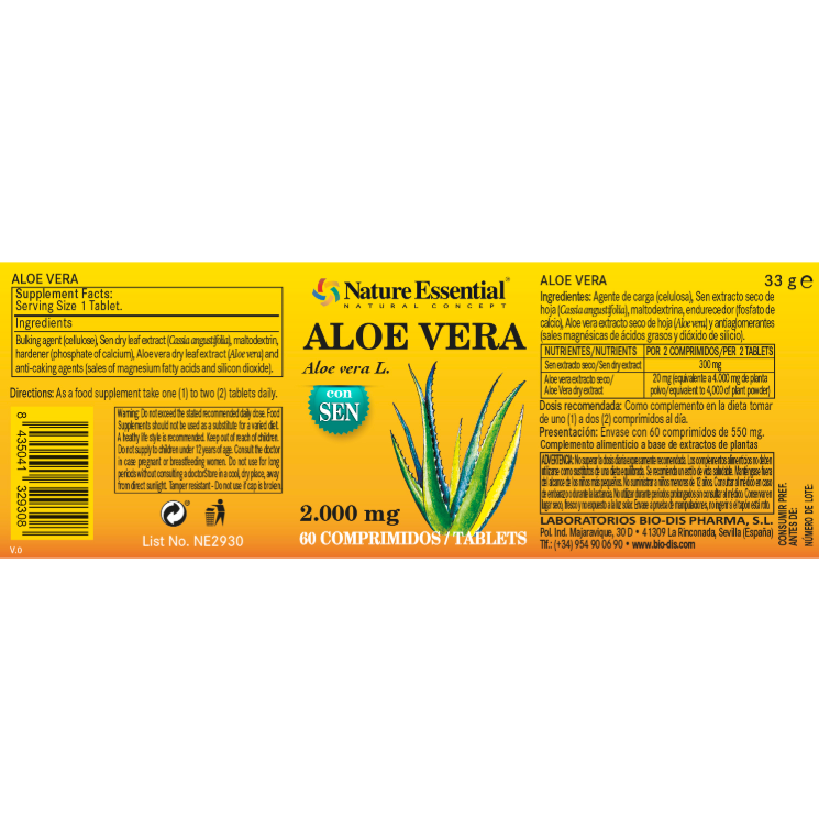 Aloe Vera 2000mg con Sen - Alecobio