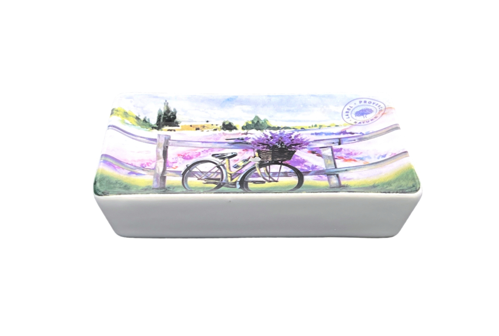 Jabonera de Cerámica Campos de Lavanda y Bicicleta - Alecobio