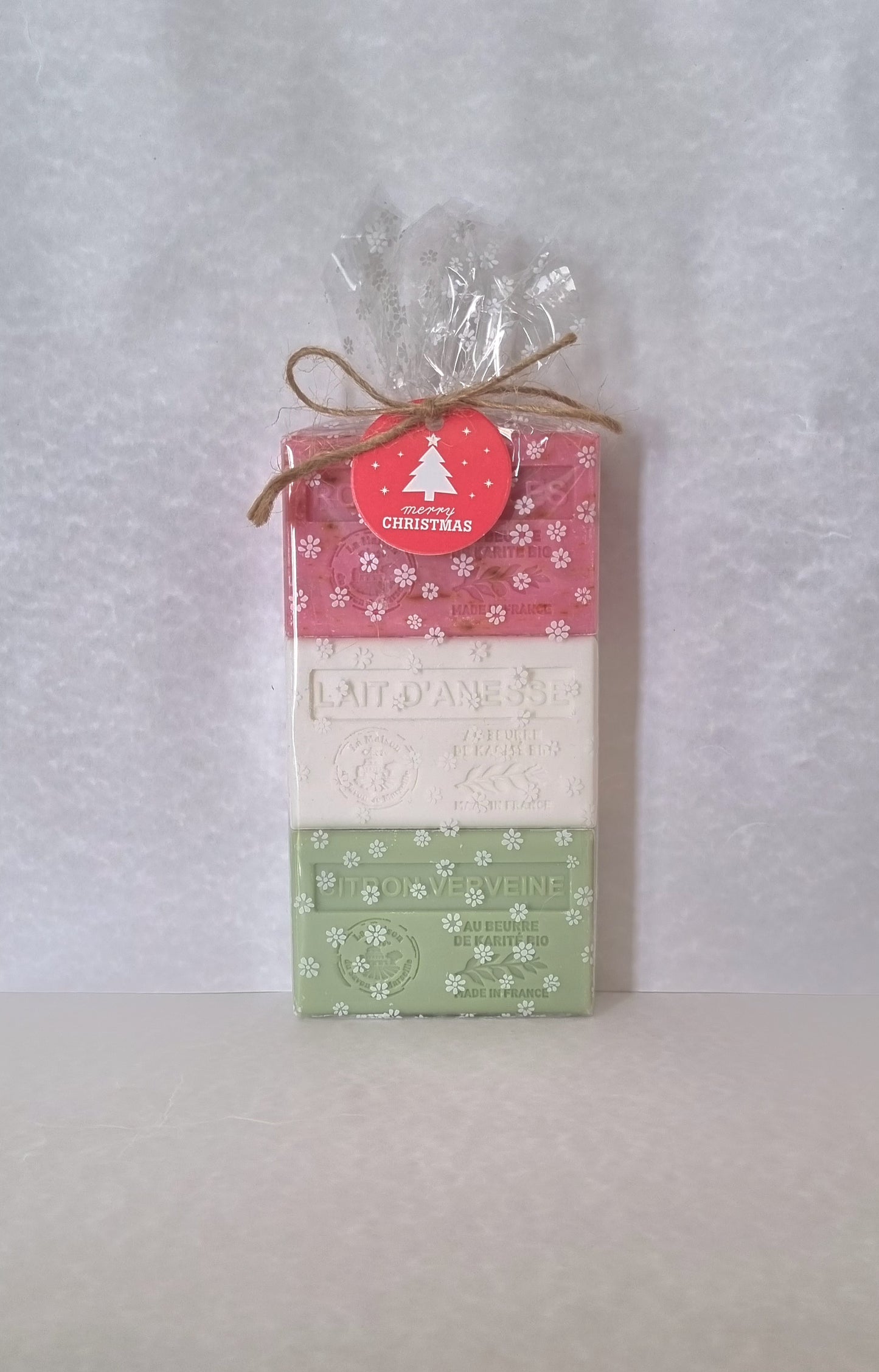 Pack Regalo Set 3 Jabones de la Provenza (Rosa pétalos, Leche burra y Citrón-Verbena)