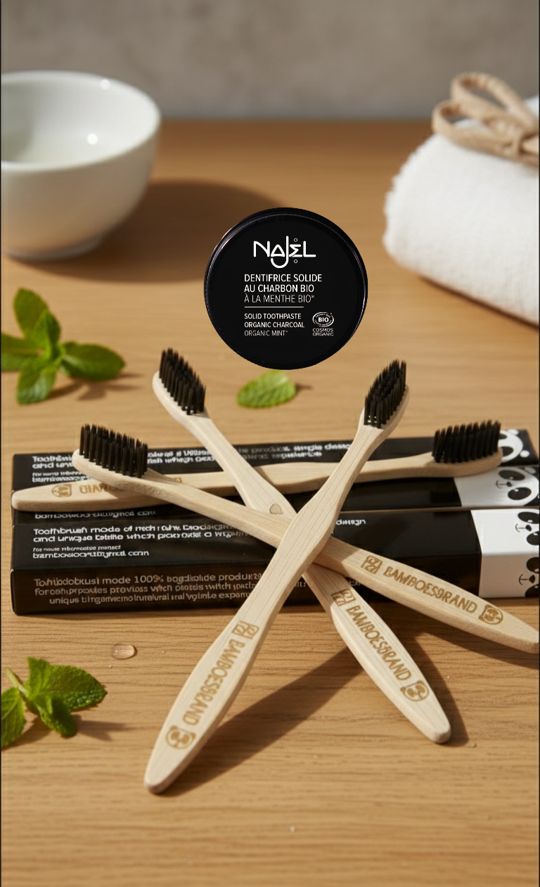 Cepillo Dental de Bambú con Fibras Naturales de Carbón Vegetal 1 unidad - Alecobio