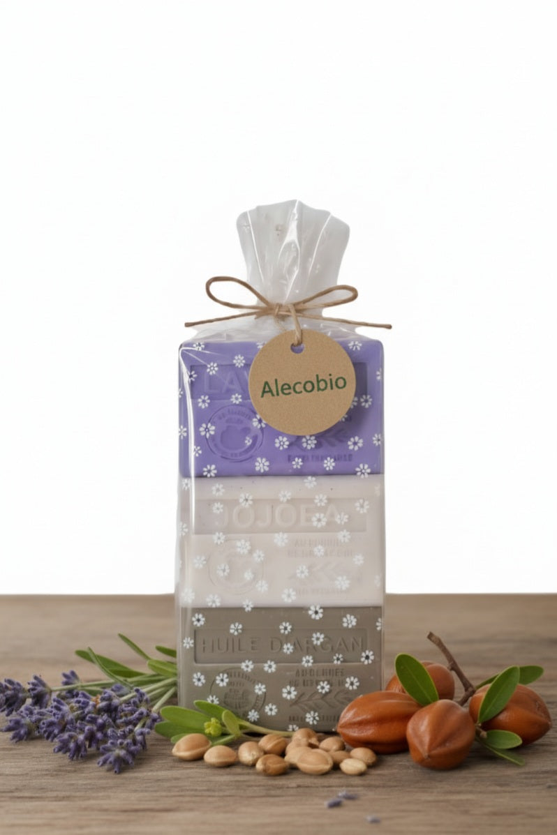 Pack Regalo set 3 Jabones de la Provenza (Lavanda, Jojoba, Aceite Argán) - Alecobio
