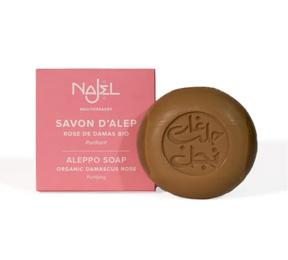 Jabón de Alepo con Rosa de Damasco Ecológica - Alecobio