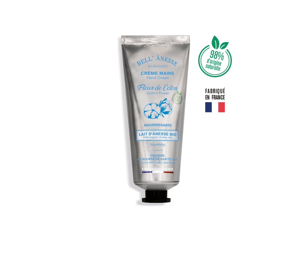 Crema de Manos Flor de Algodón con Leche de Burra y Manteca de karité Bio - Alecobio