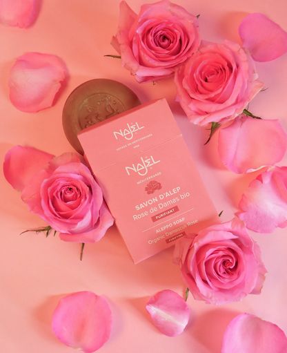 Jabón de Alepo con Rosa de Damasco Ecológica - Alecobio
