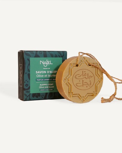 Jabón de Alepo con Perfume de Oud y Ambar - Alecobio