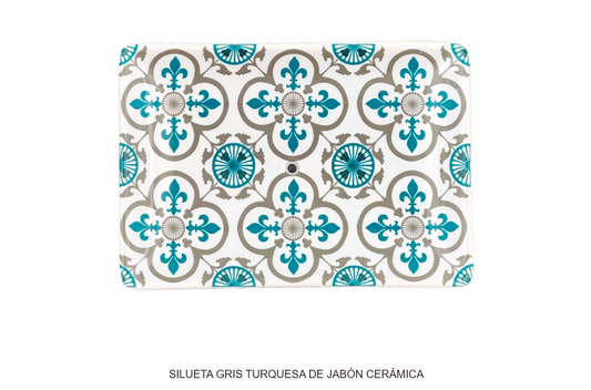 Jabonera de Cerámica Lys Gris y Turquesa