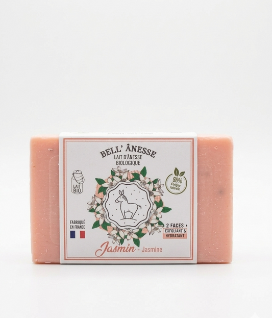 Jabón Facial Doble cara de Leche de Burra Biológica y Jazmín Exfoliante-Hidratante