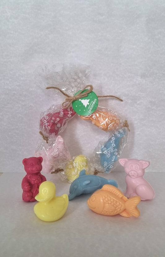 Pack Regalo de Jabones Set 5 Figuritas de Animalitos (Osito, Cerdito, Patito, Delfín, Pez)