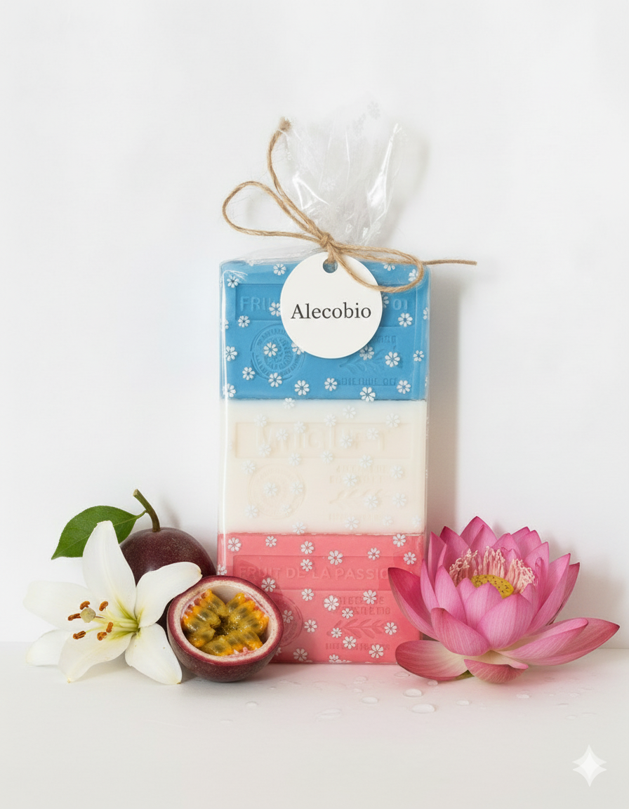 Pack Regalo Set 3 Jabones de la Provenza (Flor de Lotus, Muguet, Fruta de la Pasión) - Alecobio