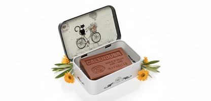 Caja Metálica Bicicleta con Gato Negro para Jabón 125g - Alecobio
