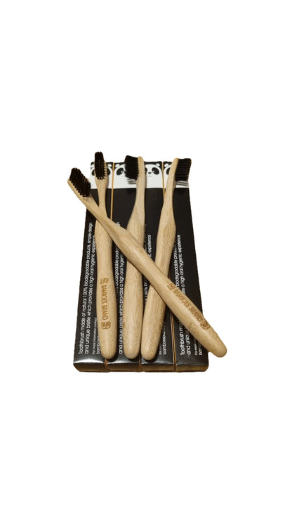 Cepillo Dental de Bambú con  Fibras vegetales de Carbón Vegetal 1 unidad - Alecobio
