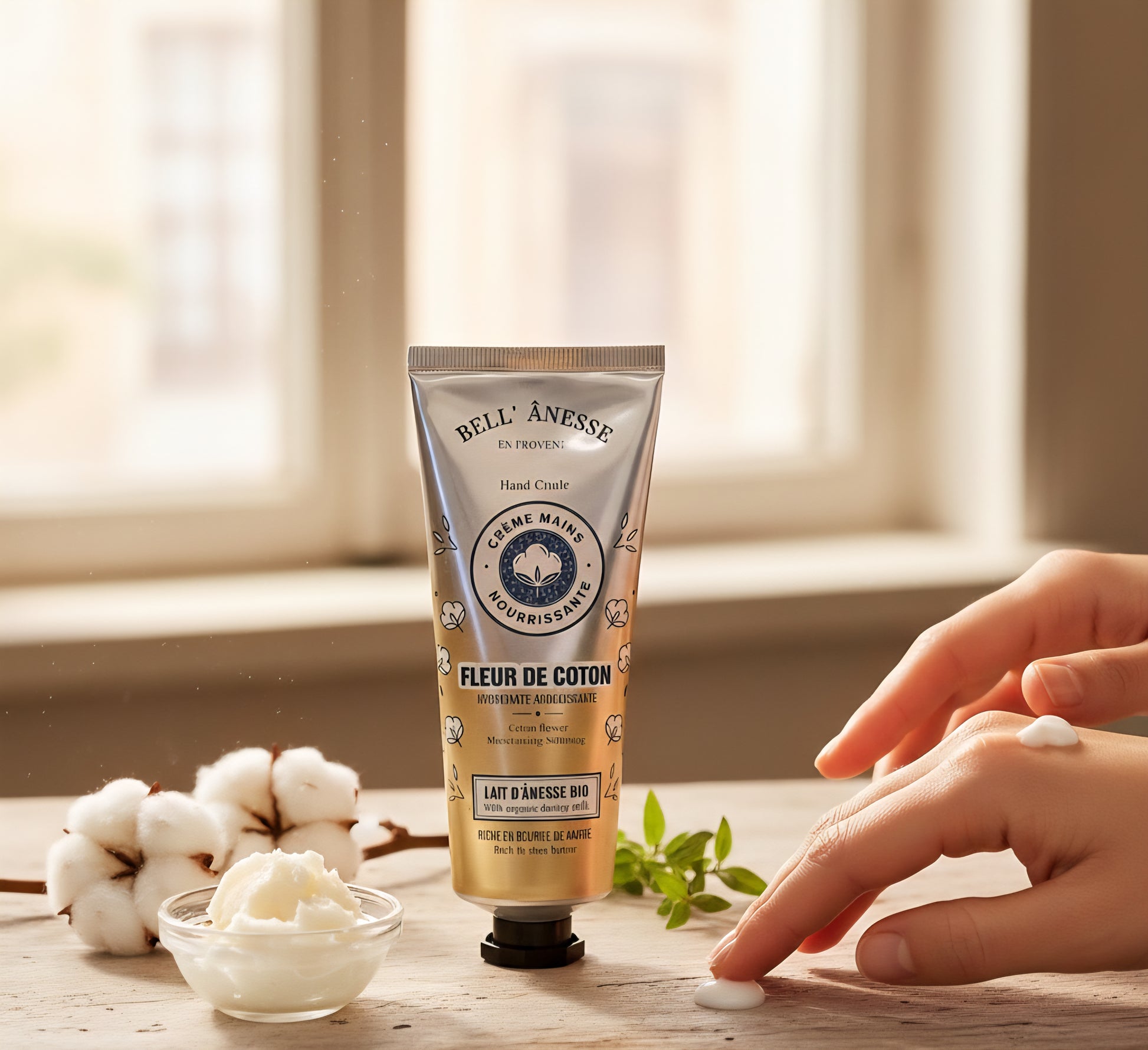 Crema de Manos Flor de Algodón con Leche de Burra y Manteca de karité Bio - Alecobio