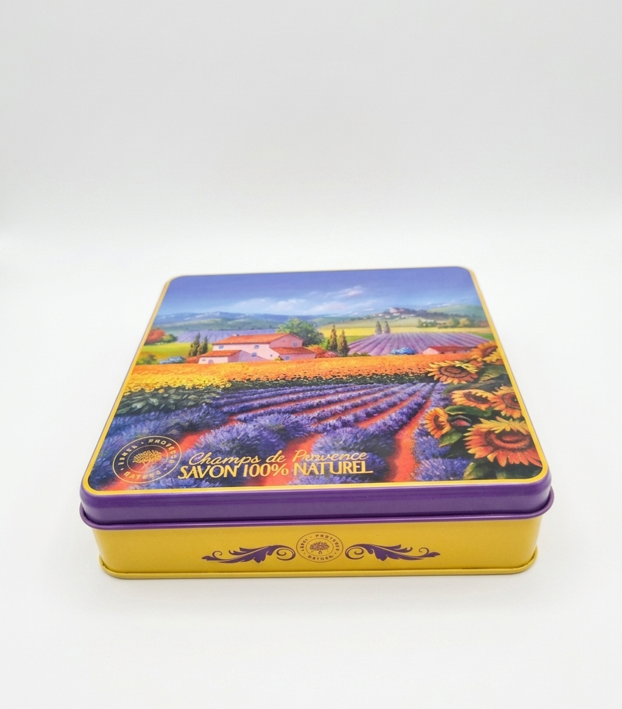 Caja Metálica  Campos de Lavanda con 6 Jabones  60g perfumados de Marsella 60g - Alecobio