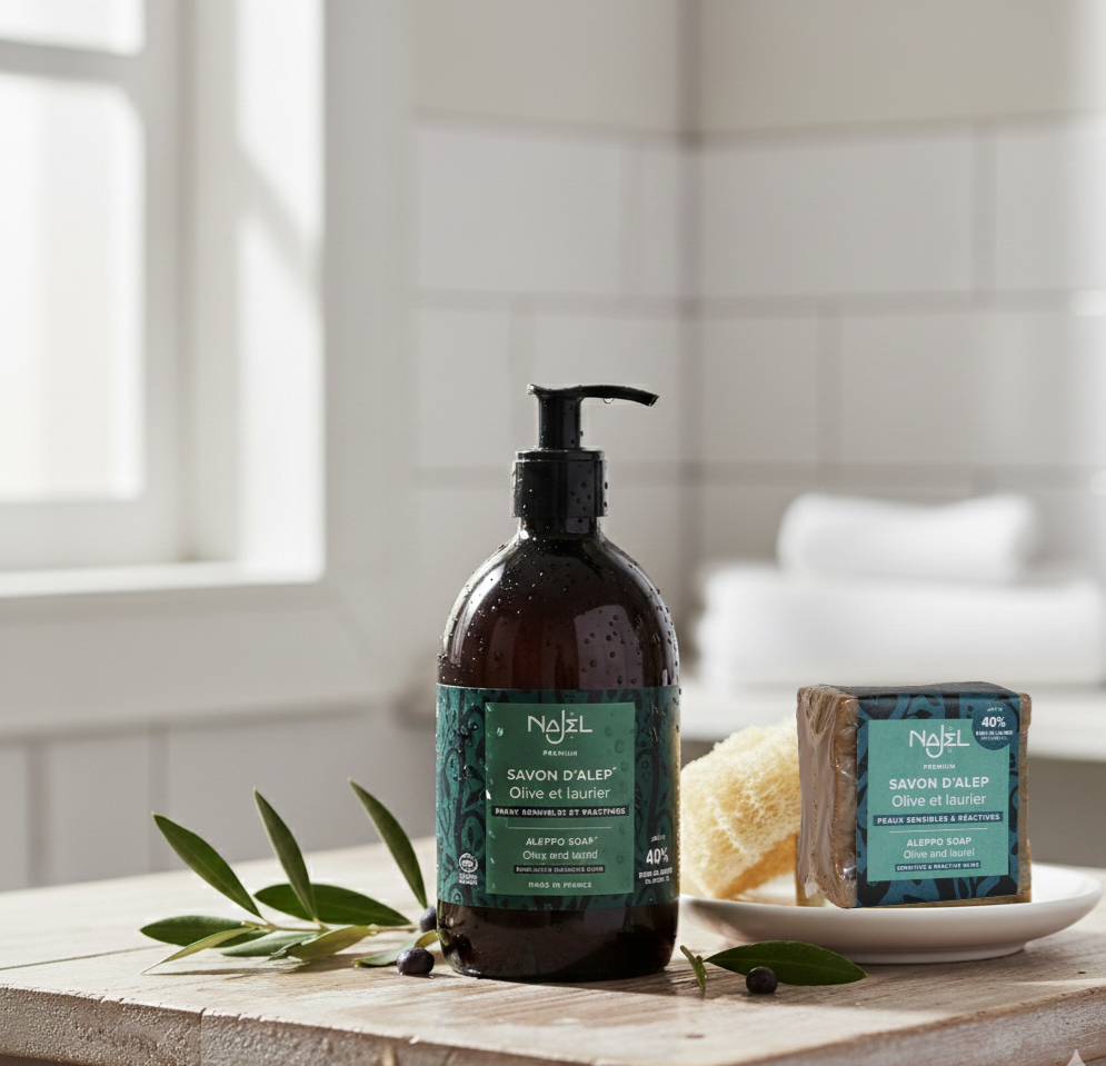 Jabón líquido de Alepo al 40% de Bayas de Laurel Bio - Alecobio