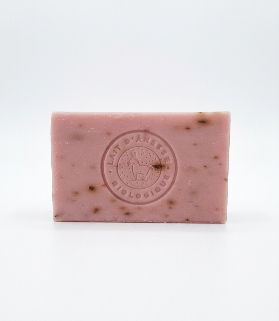 Jabón Facial  Doble cara de Leche de Burra Biológica y Pétalos de Rosas Exfoliante-Hidratante